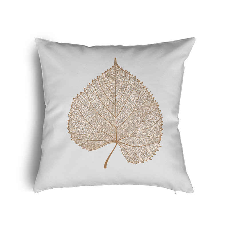 Coussin décoratif en polyester floral, 26 po x 26 po, Caramel