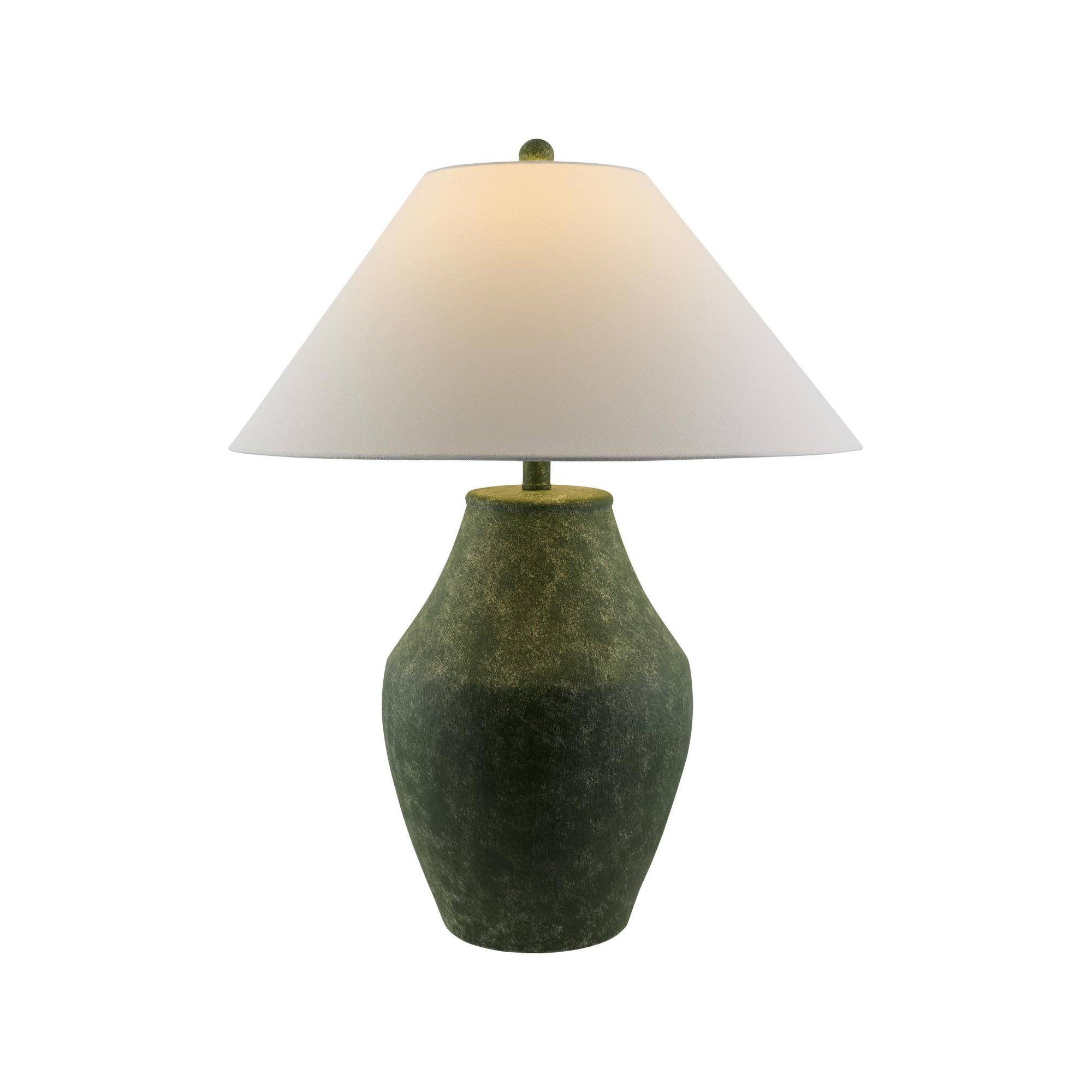 Batavia Ceramic Table Lamp, White, Green