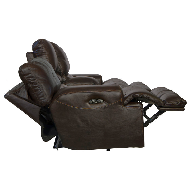 Anjuman 3 - Piece Italian Leather Match Sectional with 4 Lay-Flat Reclining Seats, Brown Leather Match, No, Power