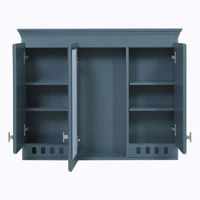 Armoire de rangement murale tout-en-un avec miroir et étagères réglables, idéale pour la salle de bain, le salon ou la chambre.
