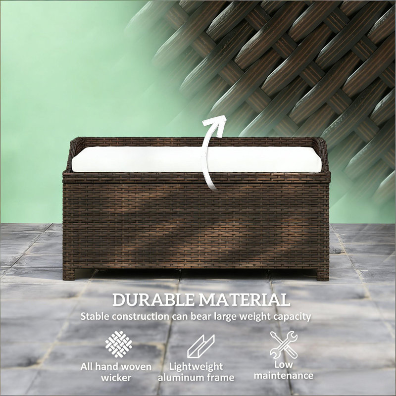 Boîte de rangement, banc de rangement extérieur en osier