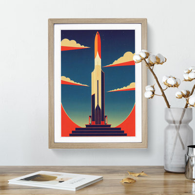XV1022-4002X Spaceship Rocket Art Deco No.2 - Single Picture Frame Print