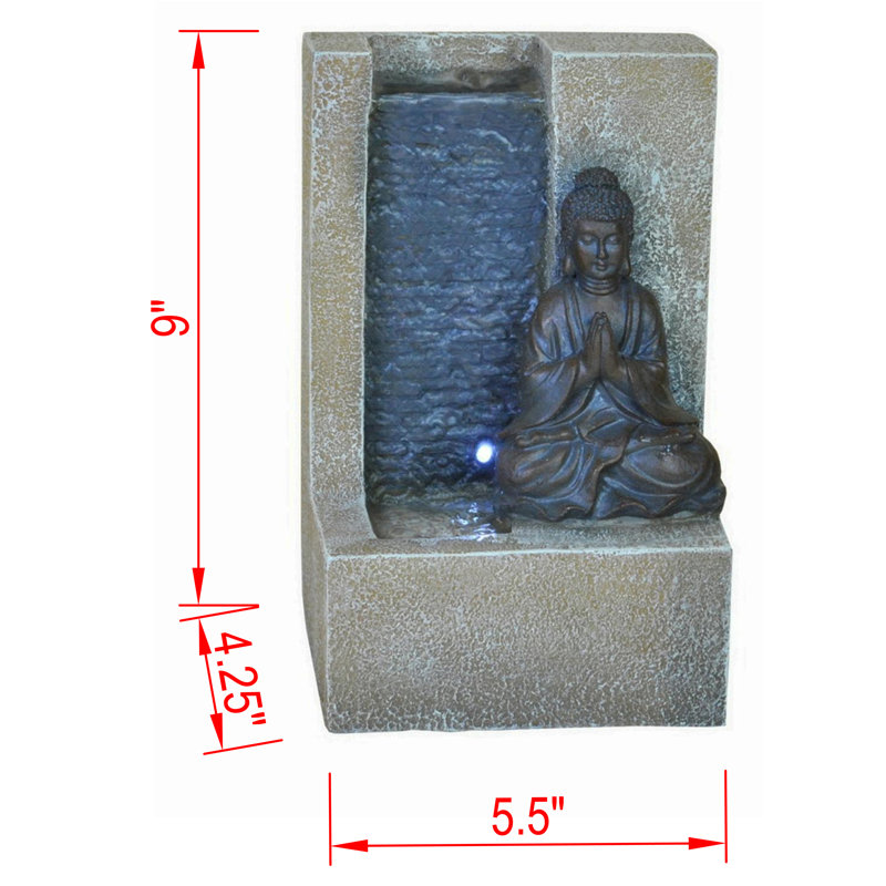 Fontaine de Bouddha d'intérieur en résine avec lumière