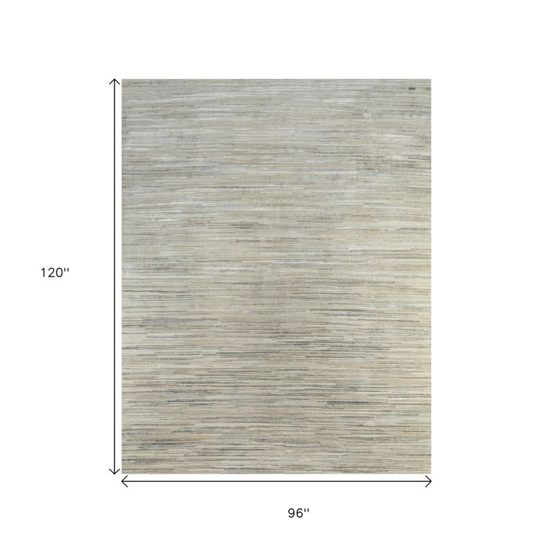 Tapis abstrait noué à la main beige 8 pi x 10 pi