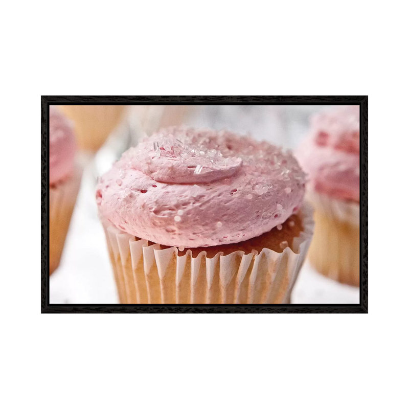 Pink Cupcake - Print on Canvas, 66.04 cm H x 45.72 cm W, Black Framed