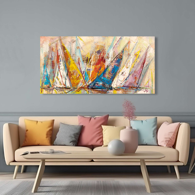 Sails In Competition by Luigi Florio - Wrapped Canvas Print, 35cm H x 70cm W
