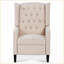 Fauteuil inclinable, fauteuil à oreilles manuel à 3 vitesses, structure en bois massif d'une largeur de 27,16 po | Tissu beige-668727298