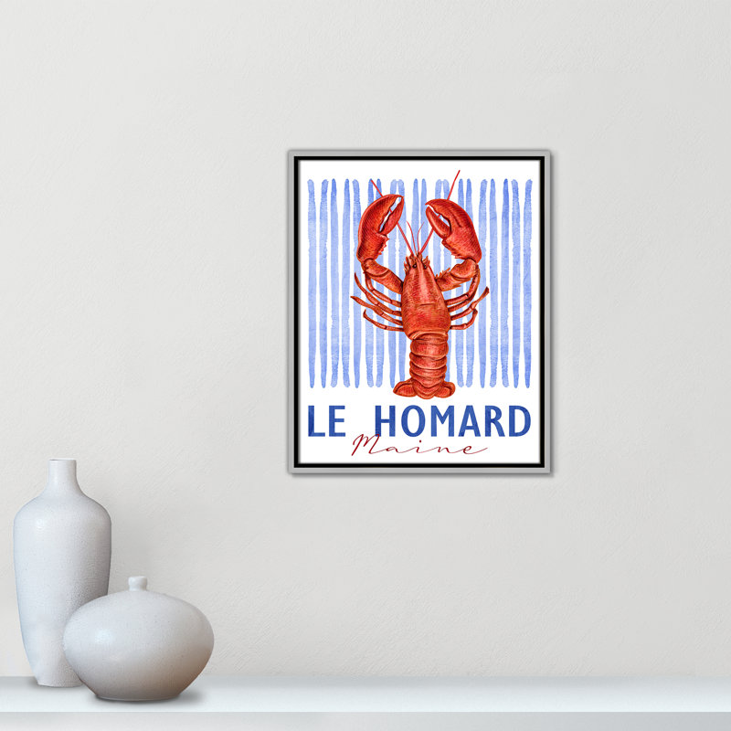«Le Homard Print» par Kimberly Allen, Flottant argenté, 17.5' W x 21.5' H