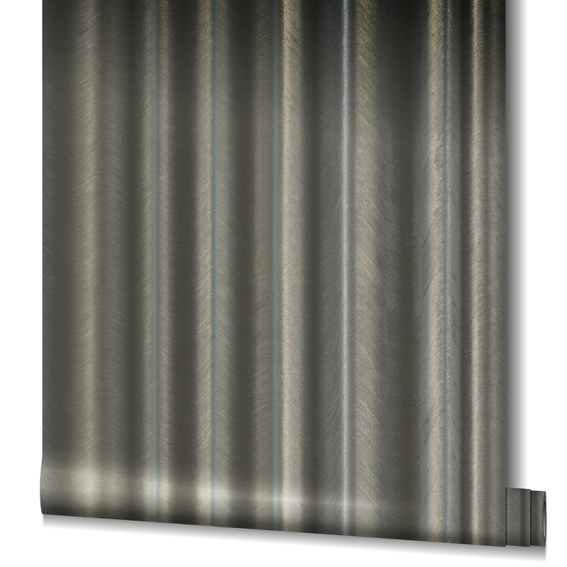 Jerez Silk Wave Shimmer Textured Wallpaper Roll 10.05m x 0.70m, Black