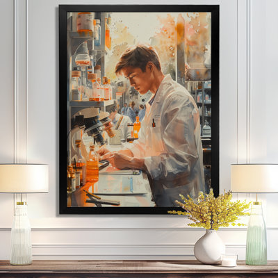 Reproduction d'art laboratoire blanc blanc et laboratoire orange