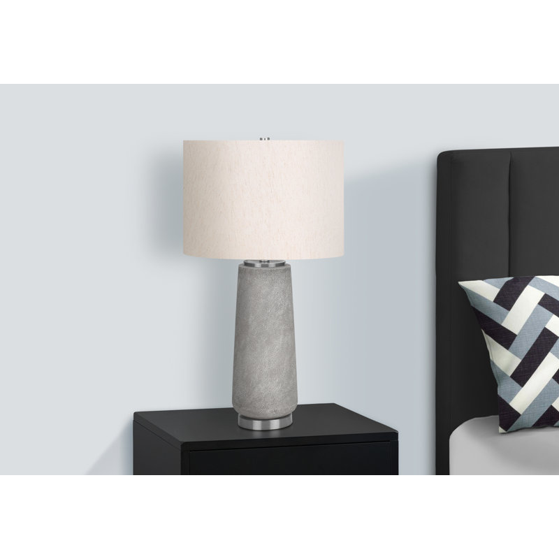 Lighting, 29"H, Table Lamp, Grey Resin, Ivory / Cream Shade, Modern