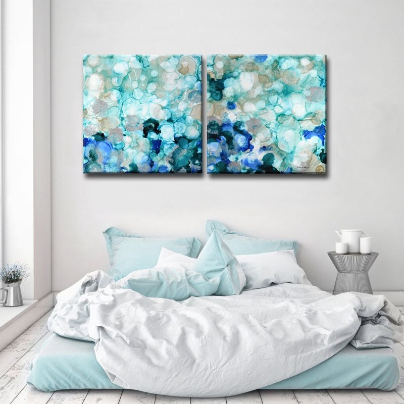 «Mermaid Pearls I / II» par Norman Wyatt Jr. - 2 pièces sur toile tendue, H 12 po x l 24 po x 1,5 po
