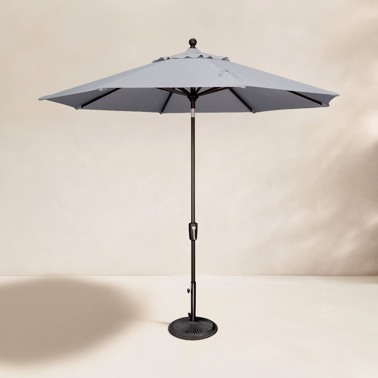 Canela 9' Market Umbrella, Granite Sunbrella®, Black