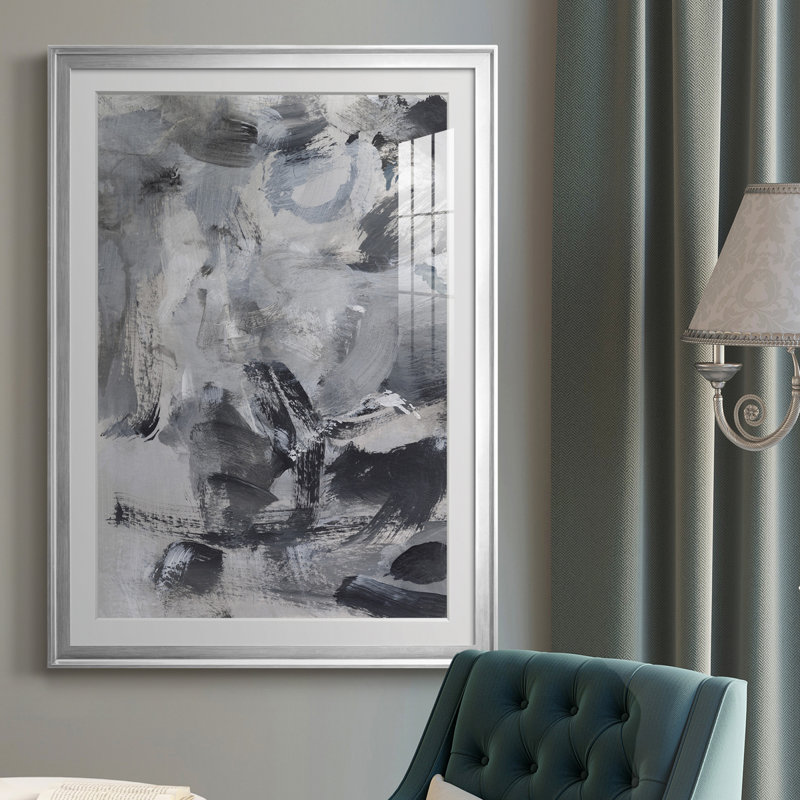 «Black & White Mix I» - reproduction de cadre photo, H 36,5 po x l 26,5 po x P 1 po, Cadre argenté