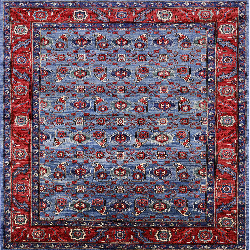 Tapis oriental bleu Fresco, Carré 6 pi
