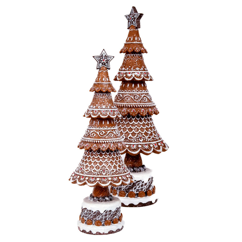 Arbre de pain d'épice brun assis, H 12,75 po x l 4,5 po x P 4,5 po