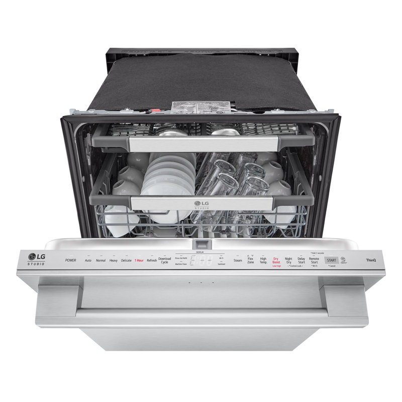 LG STUDIO Smart Top Control Dishwasher with 1-Hour Wash & Dry, QuadWash® Pro, TrueSteam® and Dynamic Heat Dry™, Silver