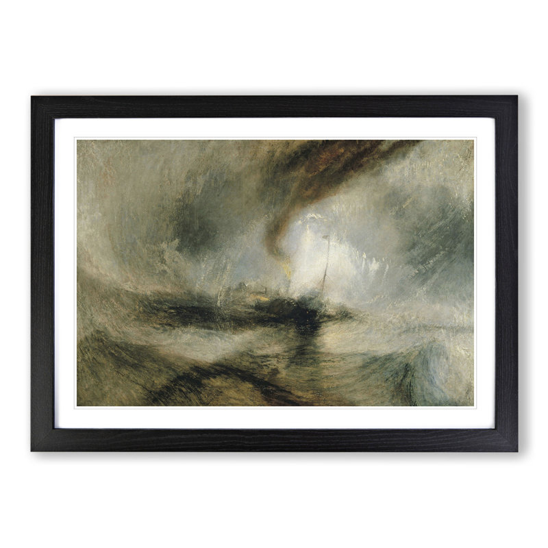 Snow Storm by Joseph Mallord William Turner - Picture Frame Painting, 36cm H x 48cm W x 2cm D, Black Framed