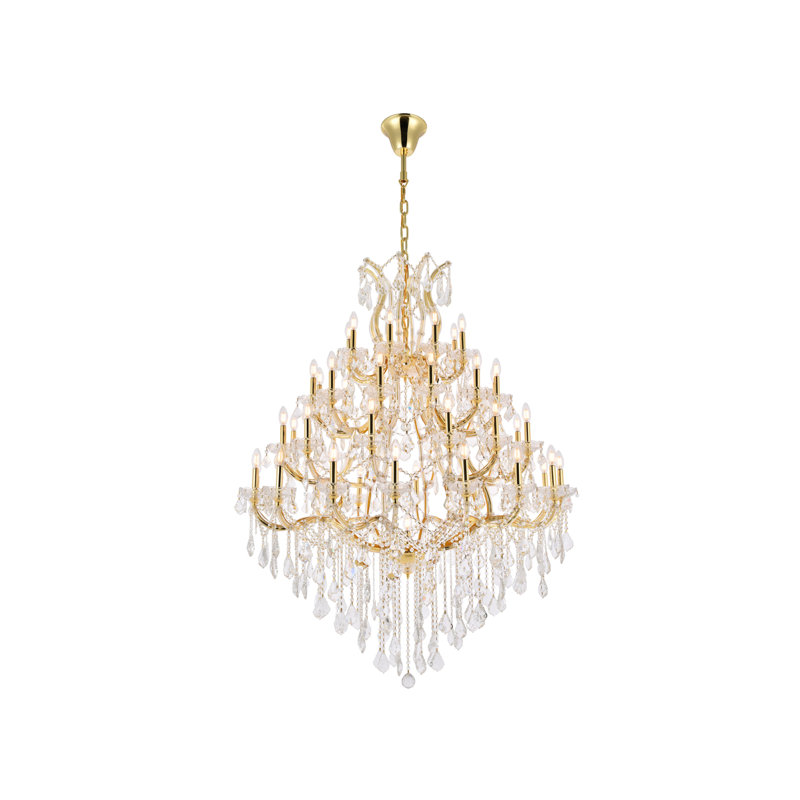 Yarmouth 49 - Light Glass Chandelier, Gold / Crystal (Clear) / Royal Cut, 62" H x 46" W x 46" D