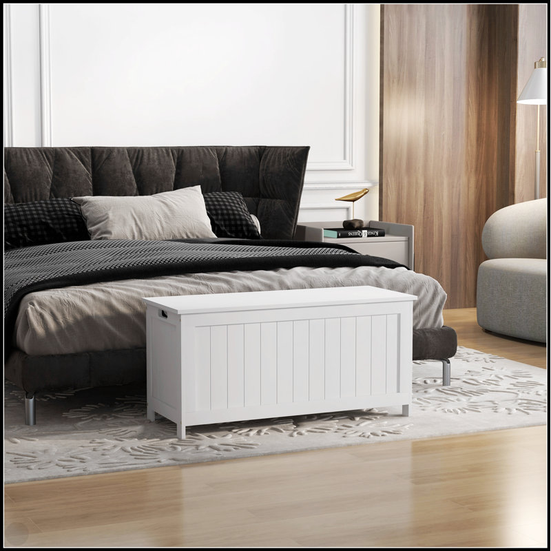 Spacious Wooden Storage Chest With 2 Safety Hinges, Ideal For Organizing And Decluttering Your Home
