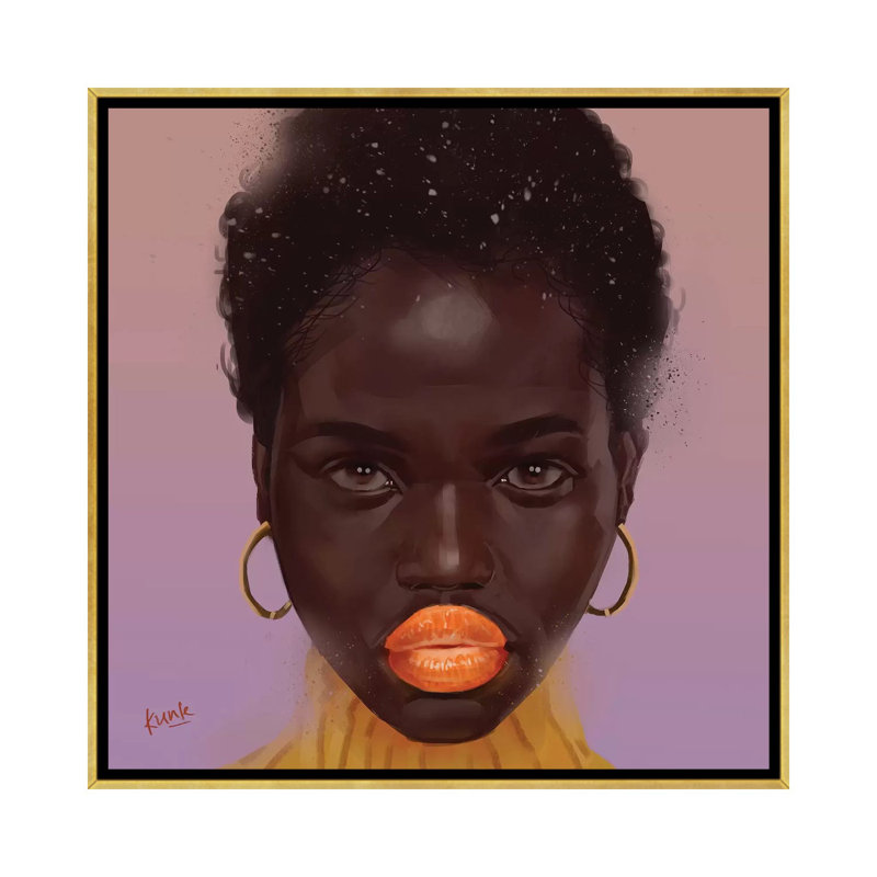 Tangerine par Adekunle Adeleke - reproduction d'art, H 18 po x l 18 po x 1,5 po, Toile encadrée d'or, Pas de tapis