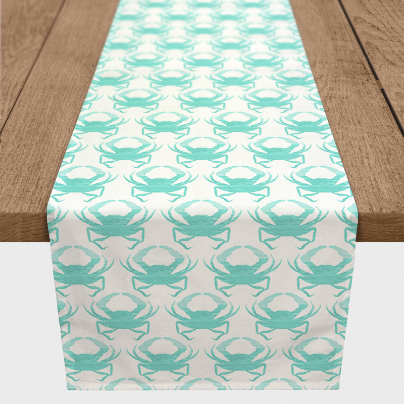Layne Dancing Crabs Table Runner, 72" L x 16" W, Teal