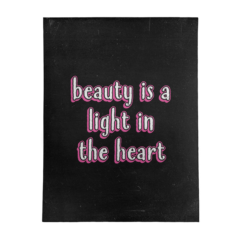 Tapis en polyester tableau noir style citation inspiration beauté, Rectangle 5 pi x 7 pi
