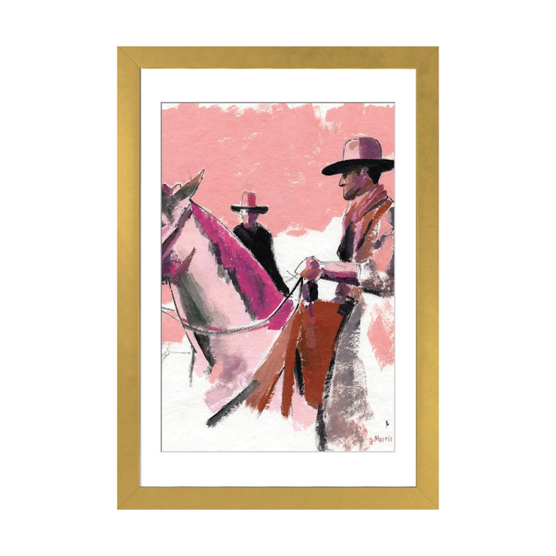 «My Pink Horse», reproduction d'art murale - papier d'art encadré, 32 po x 24 po, Framed Paper, Doré