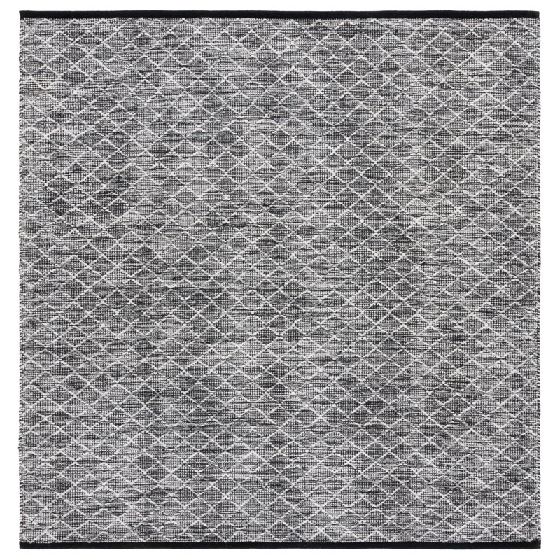 Plarent Flatweave Cotton Geometric Rug, Square 6'
