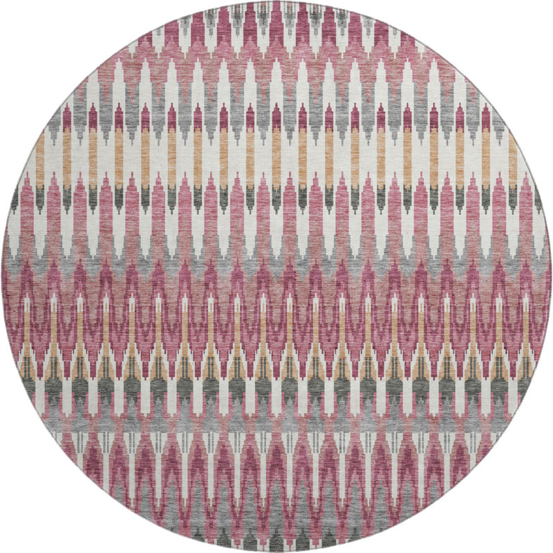 Premium Machine Washable Prisco Mauve Rug, Round 8'