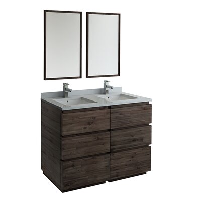 Fresca Formosa 48"" Free-Standing Double Sink Modern Bathroom Vanity with Mirror -  FVN31-2424ACA-FC