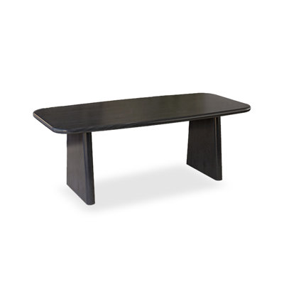 Wabi-sabi Style Rectangular Black All-solid Wood Dining Table with a Large Solid Log Board