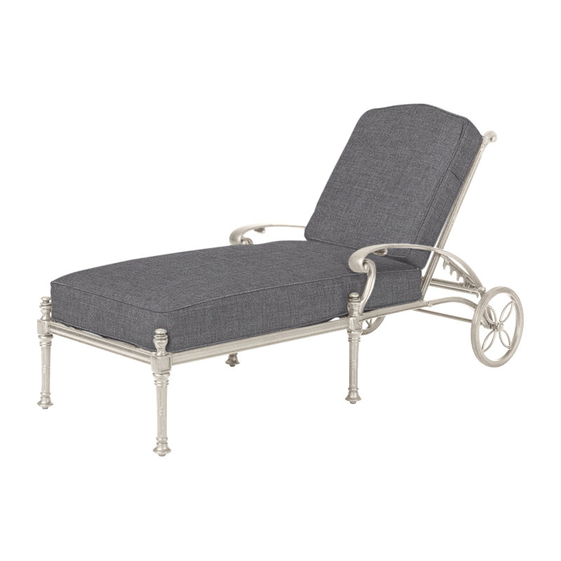 Florence Outdoor Chaise Lounge, Cast Slate Sunbrella® Plainweave, Desert Bronze