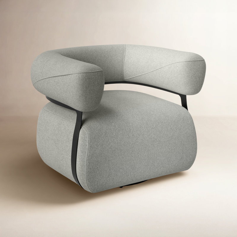Lize Upholstered Swivel Barrel Chair, Torrance Silver