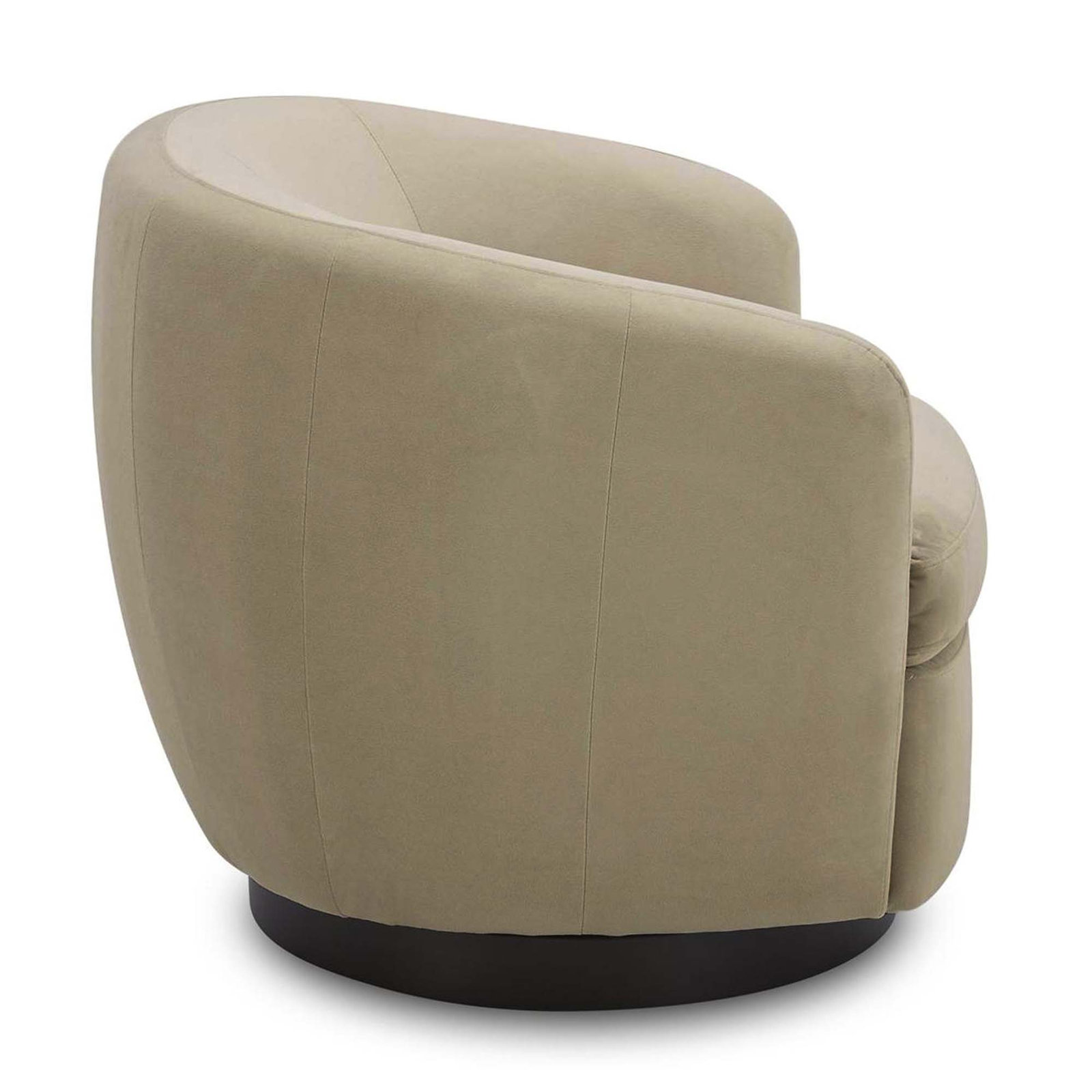 Marcy Swivel Barrel Chair, Vesper Sand Velvet, Black