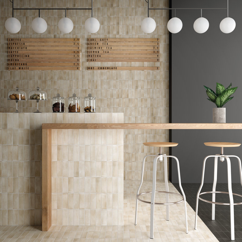 Coco 2" x 6" Porcelain Brick Look Subway Wall & Floor Tile, Canvas Beige