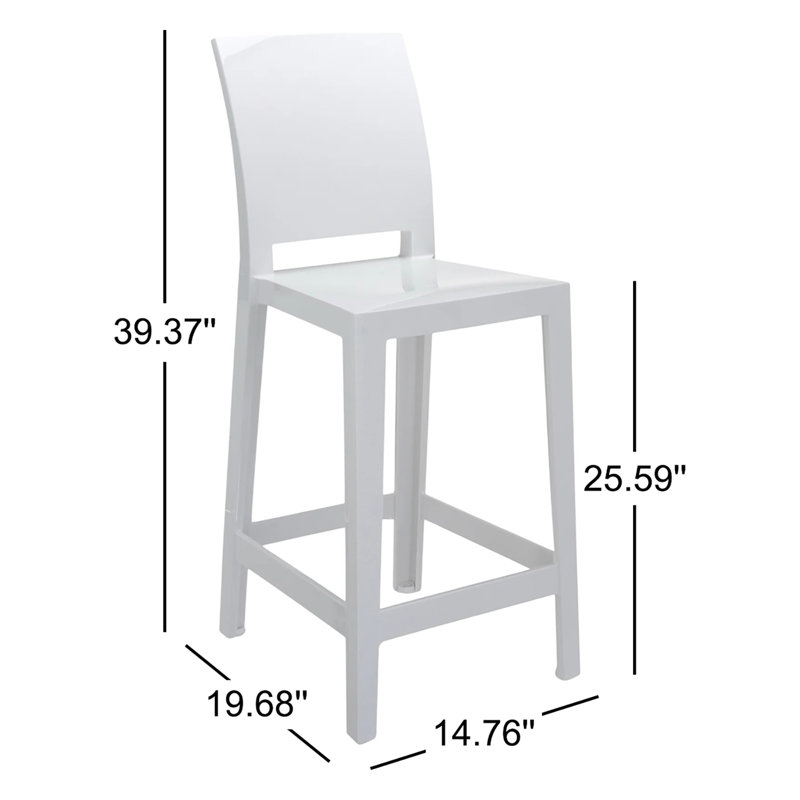 One More Veuillez tabouret, Tabouret de comptoir (siège d'une hauteur de 25,5, Blanc lustré