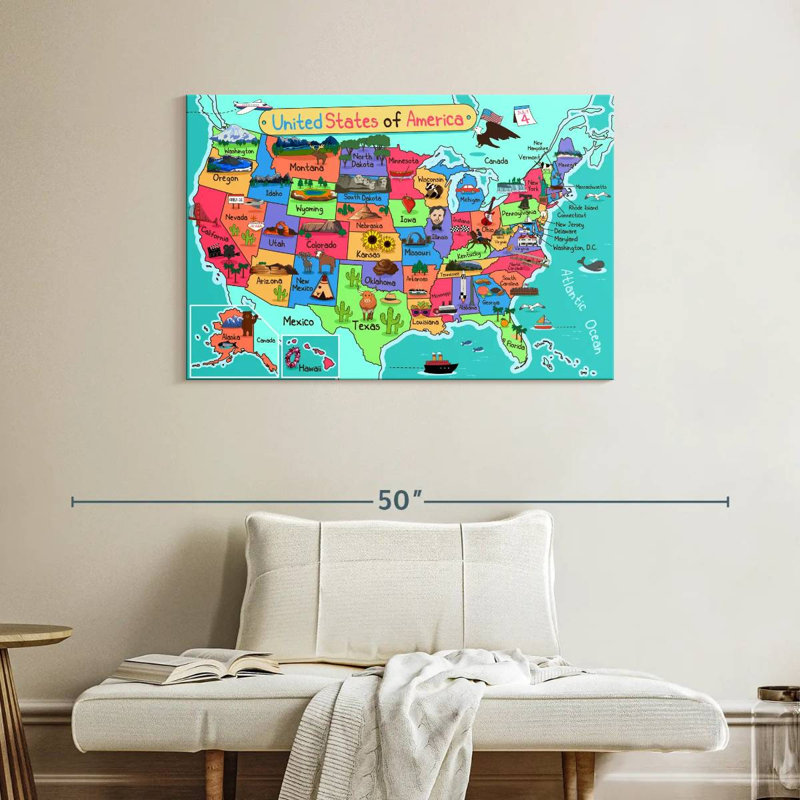Carte des États-Unis Keiri, H 26 po x l 39 po