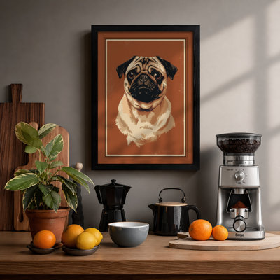 Pug Portrait Modern - Framed Print