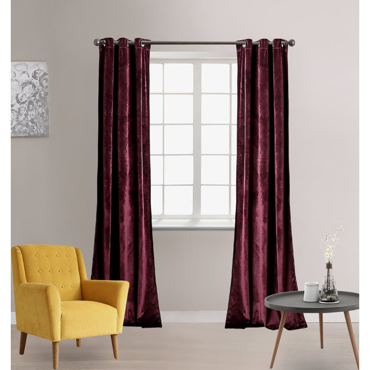 Lush Decor Prima Velvet Solid Room Darkening Window Curtain Panel Pair, 63" Long x 38" Wide, Plum
