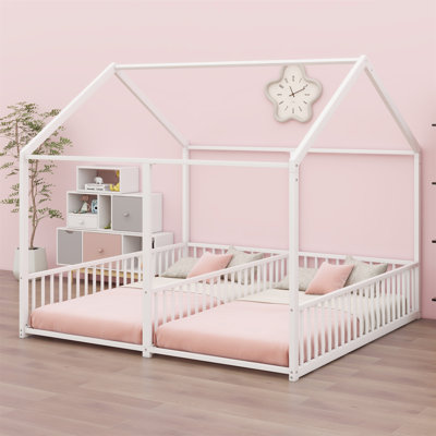 Metal House Platform Beds, Two Shared Beds