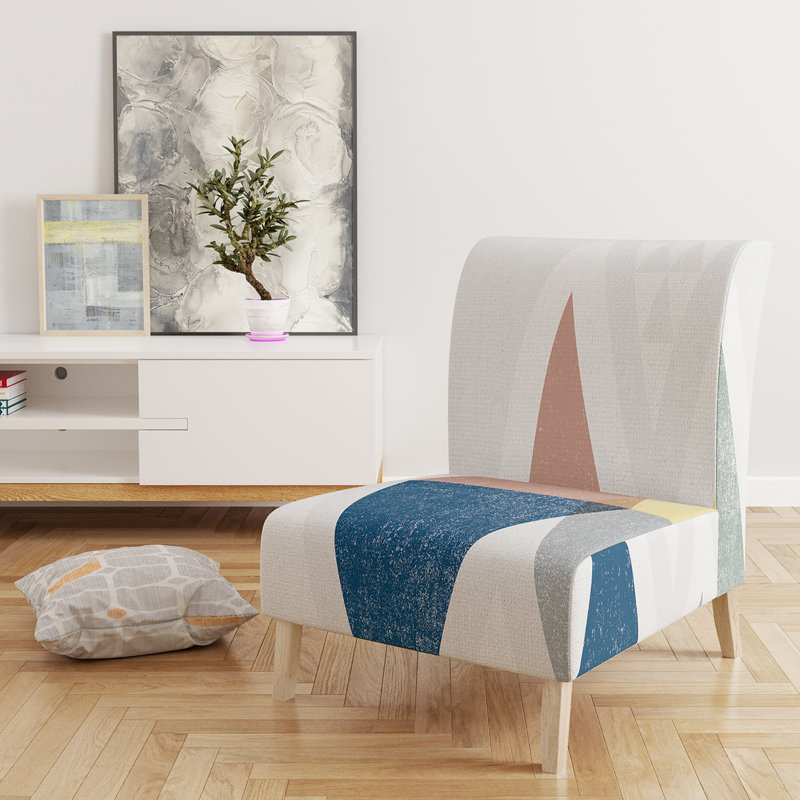 Fauteuil de chambre rembourré en velours à motif géométrique Triangles III