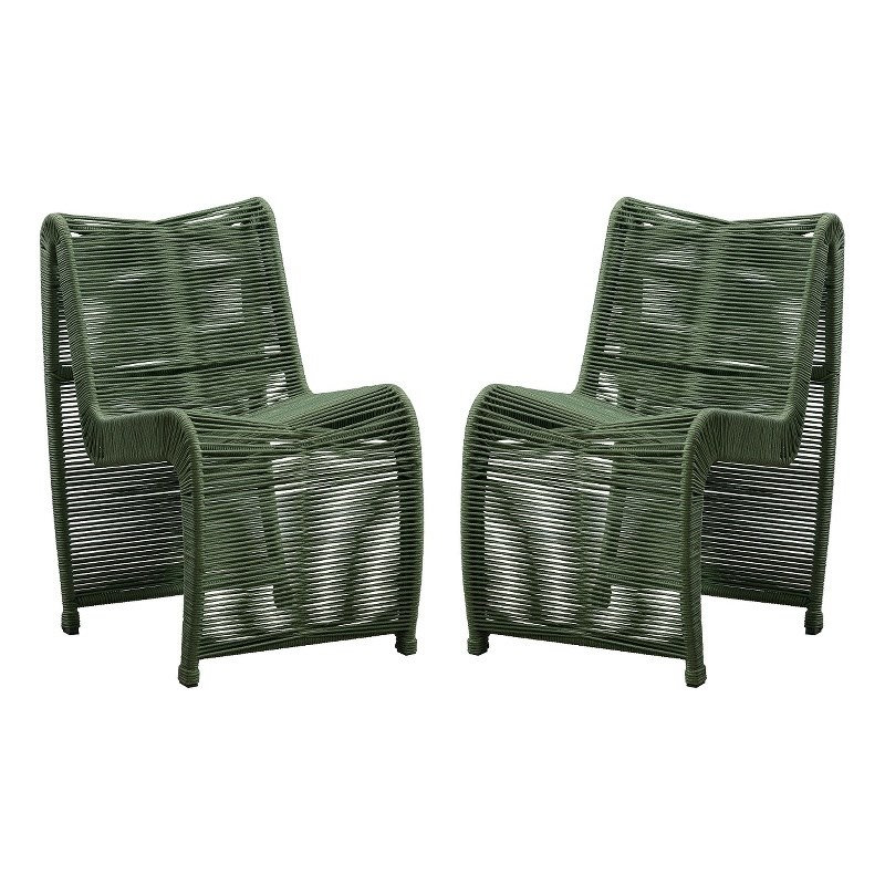  Ensemble de 2 chaises de patio en fer vert olive