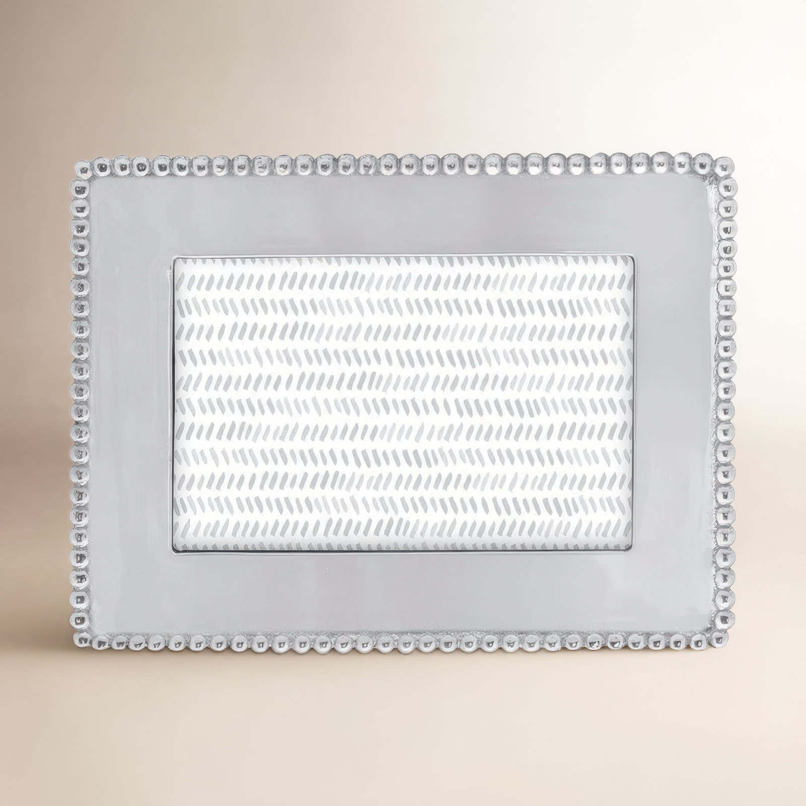 Beaded Silver Metal Beaded Picture Frame, 8" H x 10" W