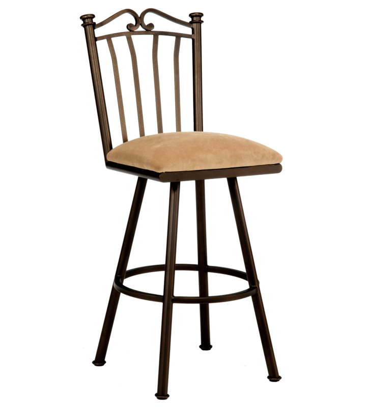 Tabouret de bar et de comptoir pivotant Amundson, Gris silex, Éclat étain, Tabouret de bar (assise de 30 po de hauteur)