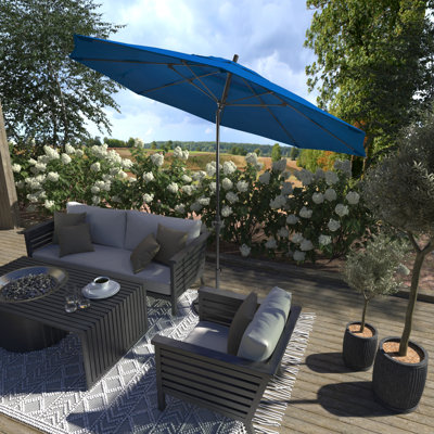 Parasol de patio de 11 pieds avec nervures en fibre de verre et inclinaison du collier