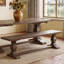 Banc en bois massif avec tréteaux doubles-316023778