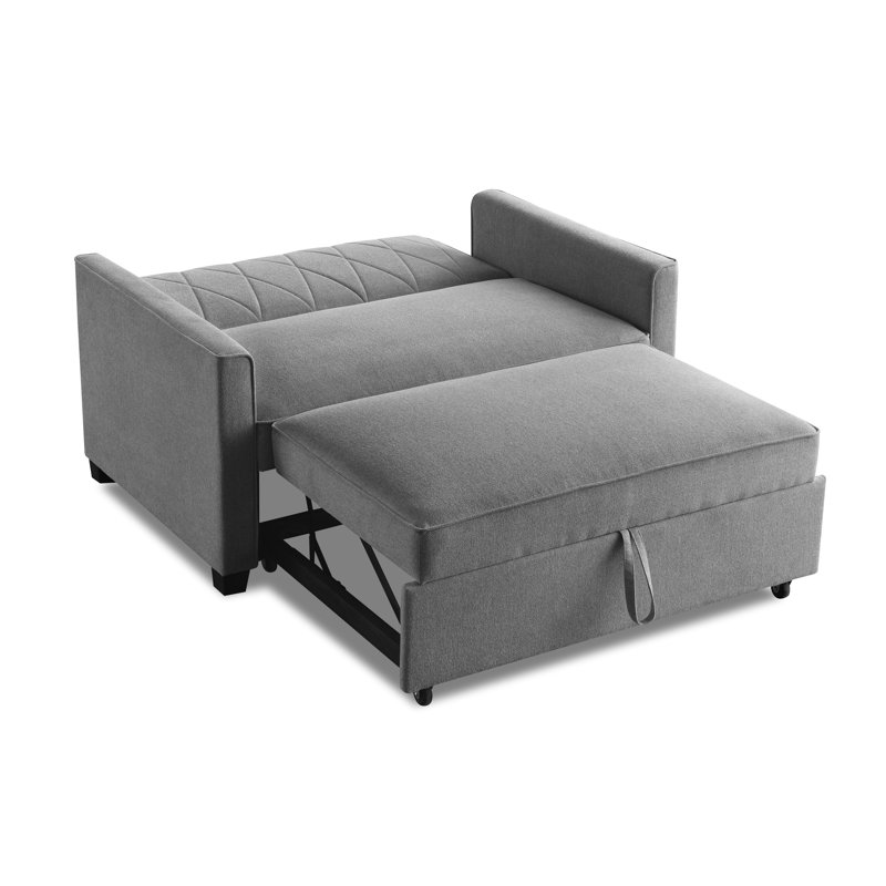 Gwendolynne 2 Seater Chenille Sofa Bed, Peppered Grey