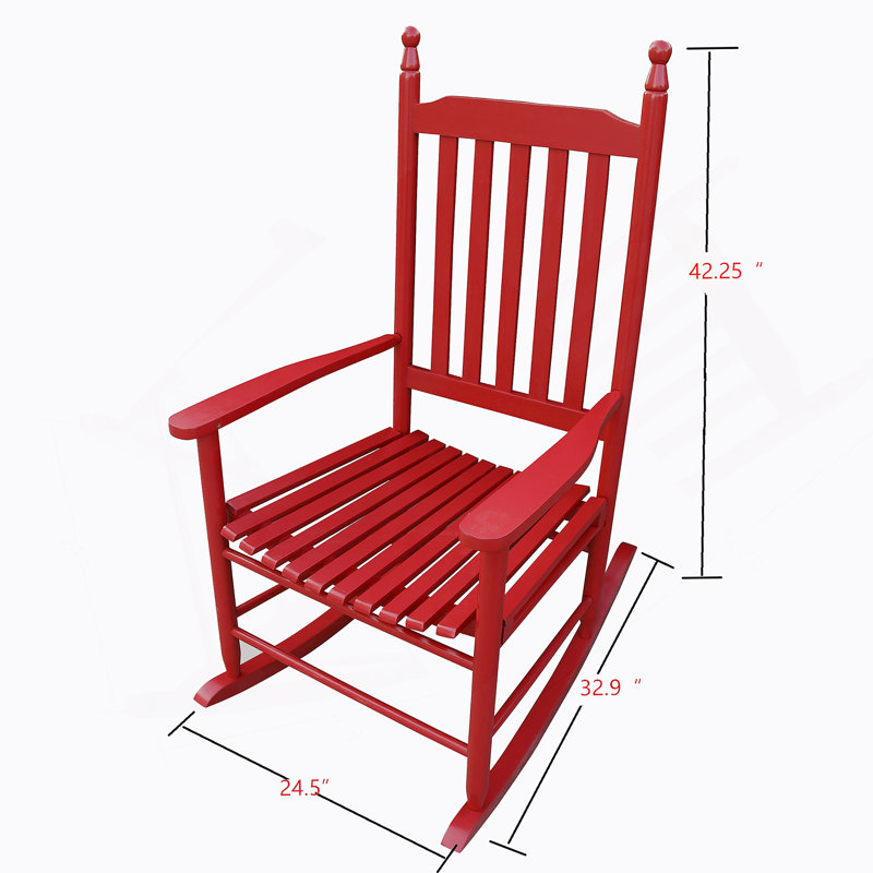 Chaise berçante en bois, Rouge