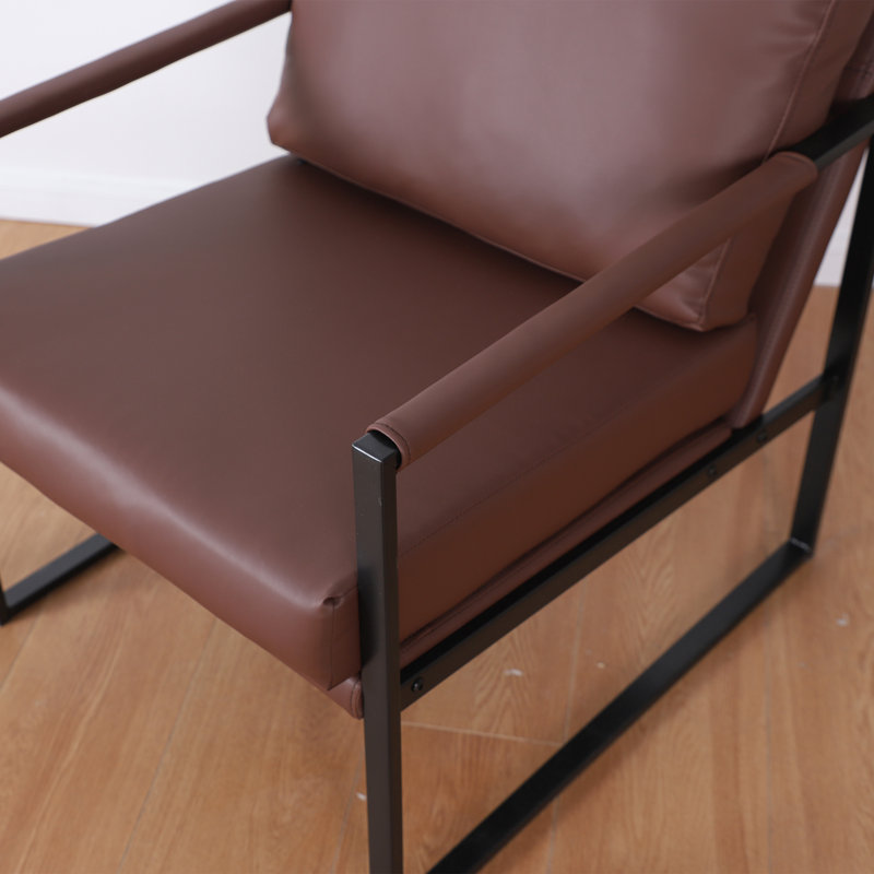 Upholstered Armchair, Rustic Brown Faux Leather